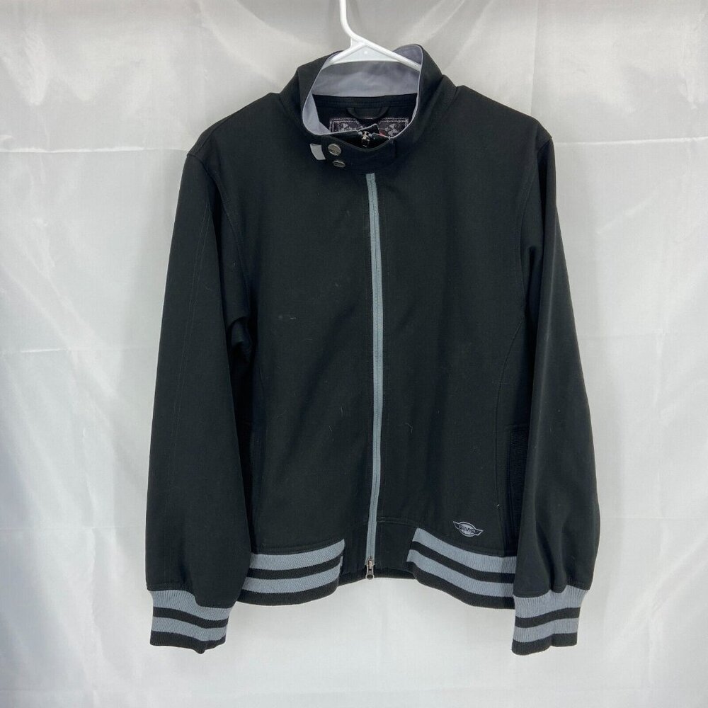 Sims Women XL Varsity Jacket Skateboarding Skater Stretch Hem Solid Black Sport